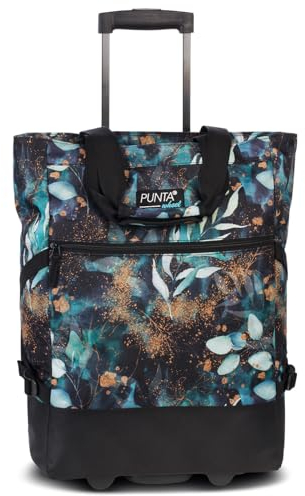 Punta Wheel Print Einkaufstrolley Einkaufsroller Einkaufswagen Shooping Trolley 10008, Farbe:Schwarz/Pastellgrün