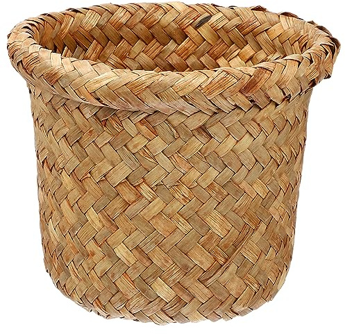 MAGICLULU Corbeilles À Déchets En Osier: 2 Pièces Poubelle Tissée Boho Petite Poubelle Panier De Rangement Corbeille À Papier En Rotin Boîte De Rangement De Bureau Jonc De Mer Pour Le