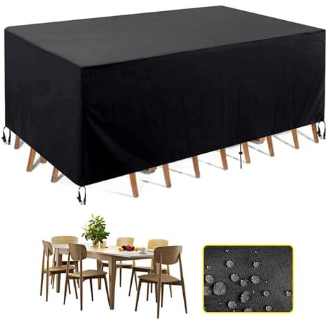 Housse Table de Jardin 175x175x85cm Housse de Protection pour Mobilier de Jardin Housse Salon de Jardin Très Résistant 420D Oxford Tissu Imperméable Résistance Anti-UV Bâche Salon de Jardin