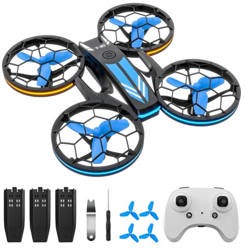 T20 Mini Drohne für Kinder,TEEROK RC Quadrocopter mit 3 Akkus, Höhenhaltung, Kopflos Modus, 3D Flip und 3 Geschwindigkeitsmodi Drone, ferngesteuertes flugzeug Spielzeug für Anfänger, Blau