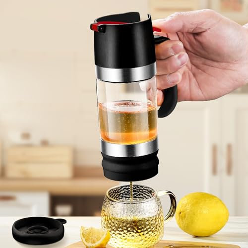 Chingcoo Dispensador de miel de cristal, 300 ml, tarro de miel, con asa, dispensador de miel antigoteo, adecuado para miel o la mayoría de salsas