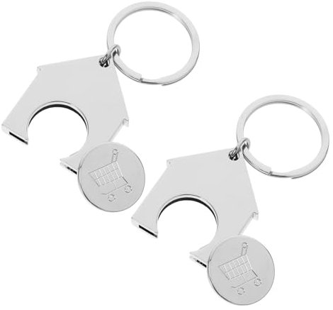 MAGICLULU 2piezas Llaveros Metálicos Fichas para Carrito de Compra Prácticos y Portátiles para Supermercado o Tienda