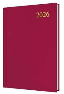 Collins - Essential - 2026 12 Month Calendar Year Planner, Day-to-Page Diary, A5 Hard Cover - Maroon (ESSA51.78-26)