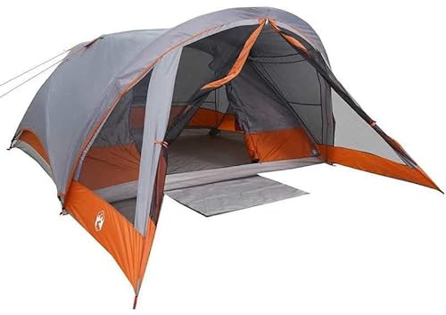 Tenda familiare per 6 persone, grigio, impermeabile, poliestere 185T con rivestimento in poliuretano, ideale per campeggio e avventure all'aria aperta, robusta e resistente alle intemperie