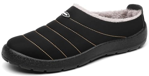 Mishansha Zapatillas de Estar por Casa Invierno Hombre Mujer Cálido Forro Pantuflas, Negro 42