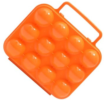 Lot de 12 boîtes à œufs portables en plastique pour réfrigérateur, camping, ustensiles de cuisine, orange