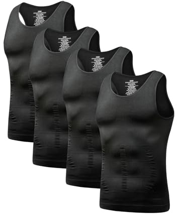 Arjen Kroos Compression Vest for Men Slimming Body Shaper Undershirts Tight Shapewear Workout Tank Tops Black-L