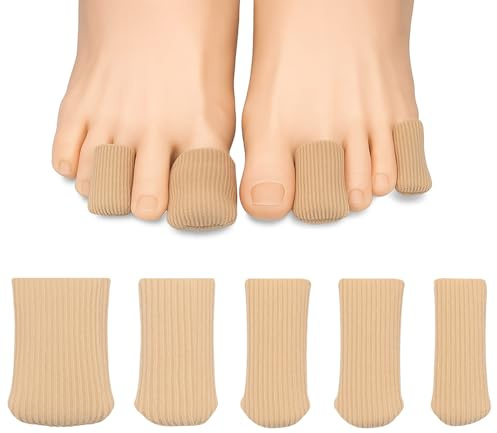 Juego de 5 protectores de dedos para dedos gordos, funda de tela flexible y relleno de gel de silicona, ideal para aliviar callos, ampollas y callos ajustables y cómodos