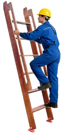 Escaleras para Áticos Escalera de Madera para Ático con Pasamanos Laterales, Escalera Universal para Literas, Escalera Fija de Acceso Al Ático, Escalones para Desván(Brown,8 Step-2.25m (7.4ft))