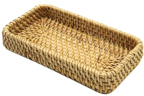 Ludom Llavero de mimbre - Cesta decorativa de mimbre trenzado para la entrada - Estantería para llaves, cosméticos, velas y elementos decorativos sobre la mesa de centro