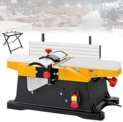 Feiphla Raboteuse éLectrique D'éTabli, 1 800 W Raboteuse, 12 000 TR/Min, Profondeur De Coupe RéGlable De 0 à 3 Mm, pour Le Travail du Bois Planer(FoldingStand)