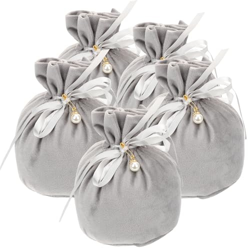 Anneome 5 Bolsas de Terciopelo Portátiles para Guardar Joyas Pequeñas y Llaves Cordón, Plegables y Decorativas para Bodas y Regalos