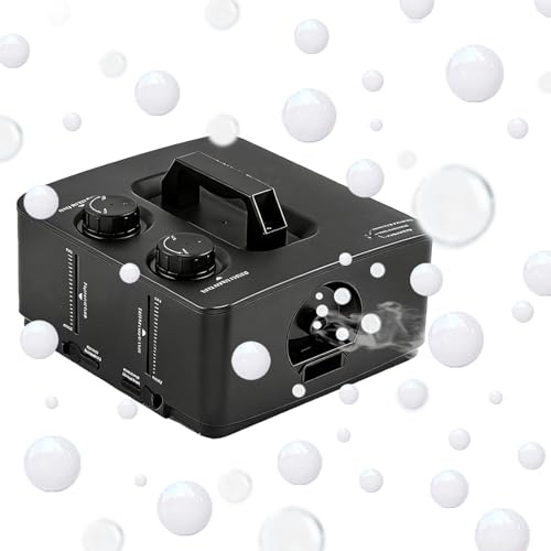 Nebelmaschine, Macchina Del Fumo 2 In 1 Con Bolle 400W, Macchina Bolle Di Fumo Portatile 27×25×16 Cm, Fog Bubble Machine Per DJ Festa Palco Matrimonio Halloween Natale Compleanno