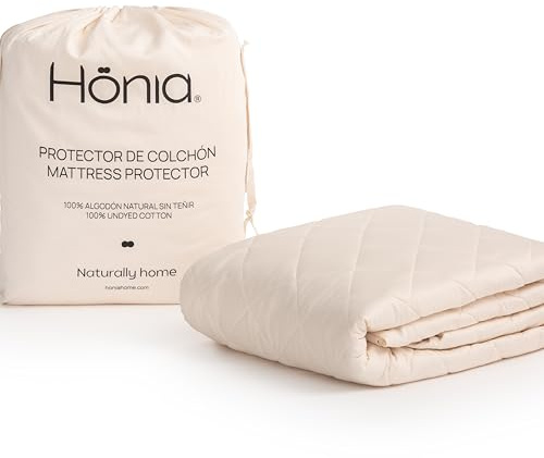 Hönia Cubre Colchón, para Cama 105, 100% Algodón Natural, Sateen 300TC