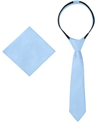 S.H. Churchill & Co. Krawatten für Jungen – Krawatte und Einstecktuch – vorgebundene gewebte Kinder-Krawatte, Schuluniformen, Hochzeit, Hell, blau, Alter 2-3