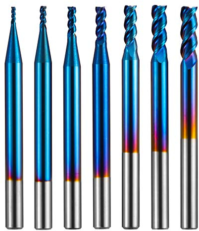 Genmitsu - Fresa a 3 taglienti, per applicazioni in alluminio, Nano Blue Coat CNC Router Bit High Feed U-Type Design, per sgrossatura e finitura, gambo 4 mm, SN07A