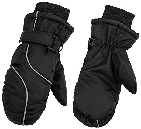 HKSICHENGKEJIUK Kids Ski Mittens Waterproof Snow Gloves Child Winter Thermal Snowboard Mittens Warm Fleece Lined Gloves for Outdoor Skiing Snowboarding Toddler Girls Boys Age 3-6 Years Old