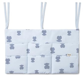 TOUS Organizador para Cuna, 48x30cm, 100% Algodón, Relleno 100% Poliéster, 0-36 Meses (Celeste)