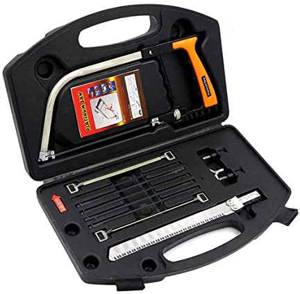 ZIMAIC Mini Set Sierra de mano, 15-in-1 multifuncional serra de arco, con 8 hojas de sierra de acero HSS, serra de pequeno manual ferramenta de arco para cristal, azulejos, madeira, metal, plástico