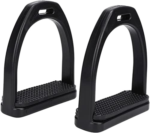 PUMEXFE Horse Stirrups High Strength Plastics Range Flex Horse Riding Stirrups Riding Saddle Stirrups with Black Changeable Non-Slip Rubber Pad (Large)