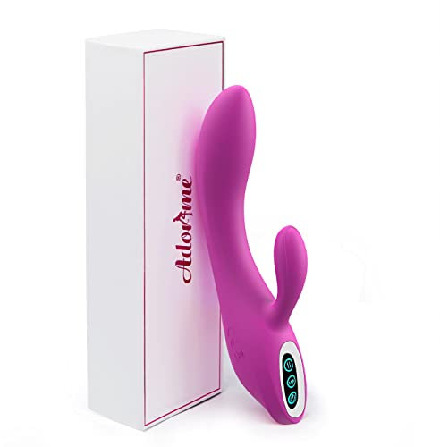 Vibratoren für Sie Klitoris und G-punkt mit Starke Funktion, Adorime Silikon Rabbit Vibrator Analvibrator Dildo Erotik Sexspielzeug für Frauen und Paare mit 7 Vibrationsfrequenz