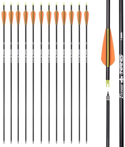 ELONG OUTDOOR 12pcs Tiro con L'Arco Frecce in Carbonio Misto Frecce da Caccia da 31 Pollici per Arco Ricurvo Arco Compound per Allenamento di Tiro al Bersaglio