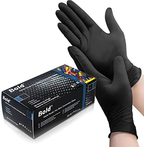 UK BEST BRANDS (100) Black Nitrile Disposable Gloves (Small) - Heavy Duty - Tattooist tattoo mechanic - Latex and Powder Free