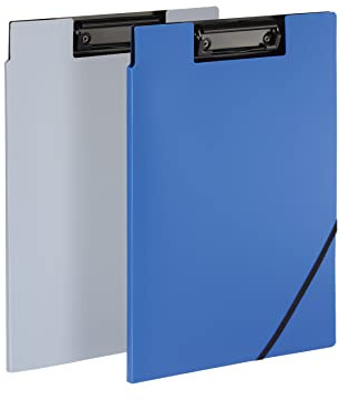 Oxford Clipboard Folio with Storage, 4 Pockets, Penholder, 2 Pack, 2 Color Combos (Gray/Black, Blue/Black), Great Nursing, Office, Classroom Clipboard (82177)