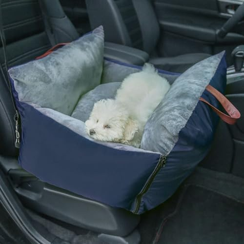 RUYICZB Siège Auto Chien 10Kg pour Voiture Entièrement Détachable Et Lavable Sac Transport Chien Voiture avec Ceinture De Sécurité Base Antidérapante pour Chiens De Petite Et Moyenne Taille,Bleu