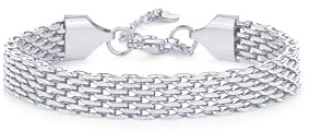 PAVOI Stainless Steel Chunky Chain Adjustable Bracelet for Women | Lightweight Weave Link Chain Bracelet