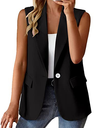 Blazer damväst elegant – kavajväst dam beige – ärmlös väst dam sport sommar – blazer topp business midja jacka sportig ärmlös kavaj kort lätt outfit ärmlös kort blazer
