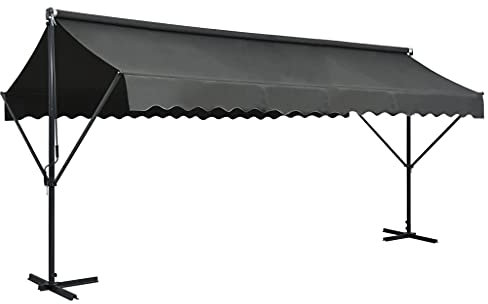 Sufrk Freistehende Markise 500x300 cm Sonnenschutz FüR Terrassen Markisen FüR Terrasse Standmarkise Anthrazit