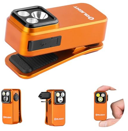 OLIGHT Oclip Pro 500 Lumens 3 Light Sources Clip on Torch, USB-C Rechargeable EDC Lamp with Magnetic Base, Compact LED Flashlight for Working, Cycling, Running, and Safety Warning (Orange)