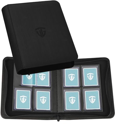 TCGUARDToploader - Album di carte da collezione per 112Toploader, 4 scomparti con custodie per scheda Rigid da 3 x 4, per TCG, carte MTG (nero)