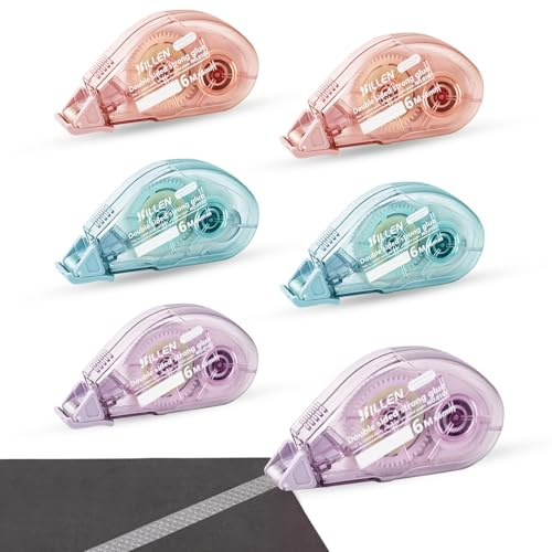 6 Pcs Colle Scrapbooking, Roller Colle Ruban Adhésif Double Face, Souris Colle Roller, Scotch Double Face scrapbooking, Colle Roller pour Scrapbooking, Album Photo, Cartes, Journal, 6mm x 6 m