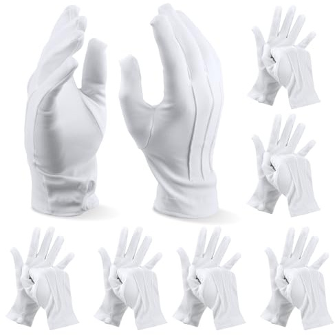 ELEPRUC 6 Paires Gants Blancs en Nylon Gants de Marque pour Smoking et Costume