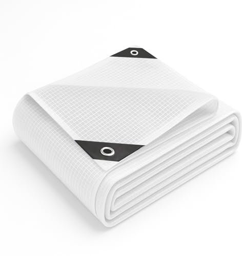 Keplin 2x3m Waterproof Tarpaulin Cover Sheet 100gsm - Heavy Duty, Mould-Resistant, Easy to Wash -PE Material, Reinforced Edges with Metal Eyelets -Clear Mesh -Ideal for Indoor-Outdoor Protection