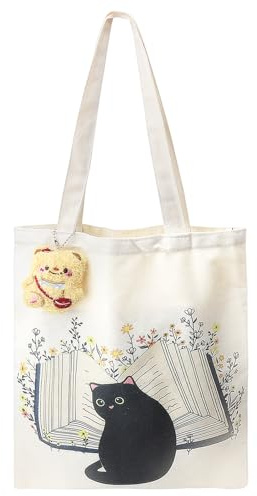 UOCAI Bolsas Tela Bolsa Compra Bolso Tote Bolsa Compra Plegable Tote Bag Tela Bolsos Bandolera Mujer Bolsas Reutilizables Bonitas Grande 40 * 30cm