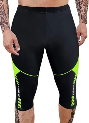 FEOYA Jammer Baddräkt för män snabbtorkande Mid Jammers, badbyxor, strand, surfning, fitness, träning, badbyxor för män, Självlysande grönt, S
