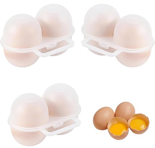 SIXHAOBU 3PCS Hueveras de Plastico Caja de Almacenamiento Bandeja Soportes para Huevos(2 Celdas) caja para huevos antigolpes camping al aire libre picnic
