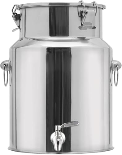 Lattina per il trasporto del latte in acciaio inox, brocca da 68 litri con rubinetto, ideale per vino, olio e secchio da cucina, per liquidi e solidi, perfetta per uso domestico e catering