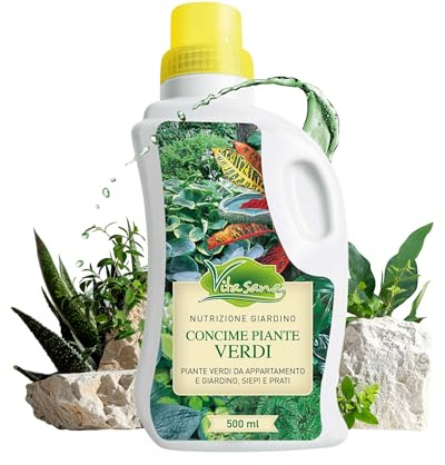 VitaSana Concime Piante Verdi 500ml – Fertilizzante Universale Liquido per Interni e Giardino | Nutrimento Completo per Foglie e Sviluppo | Adatto a Siepi, Prati, Piante da Appartamento, Zero Sprechi