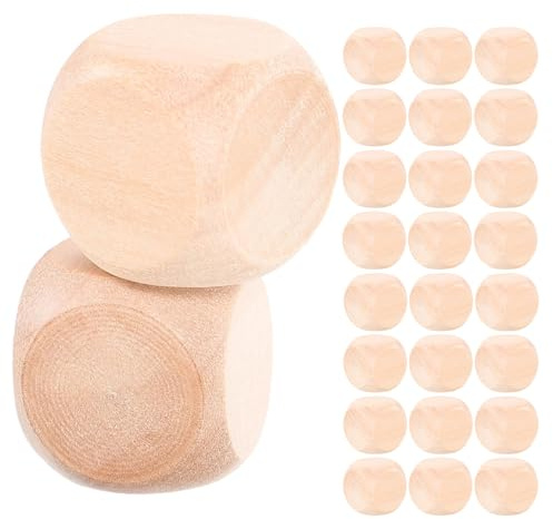 KICHOUSE 50 pezzi Dadi in Legno con Angoli Arrotondati Dadi Vuoti per Fai da Te Blocchi di Legno Grezzo Non Rifiniti per Giochi da Tavolo Progetti Creativi e Feste