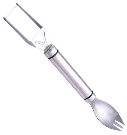 Taglierina per fetta anguria strumento - Coltello-forchetta 2 in 1 per tagliare la frutta, taglierina di frutta in acciaio , per mango, pitaya, , cucina, picnic, campeggio, casa