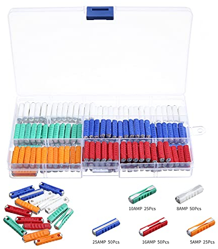 200 Stück Continental-Torpedo-Sicherungen, Ersatz-Set, Box mit,(Gemischt 5A, 8A, 10A, 16A, 25A)