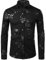 PARKLEES Mens Hipster Gold Rose Printed Slim Fit Long Sleeve Dress Shirts/Prom Performing Shirts PZ56 Black L