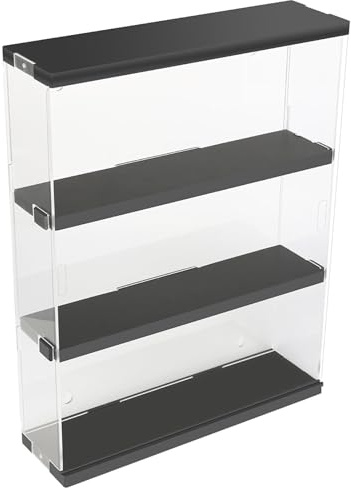 DuvinDD Acrylic Display Case for Collectibles, Wall Mounted Funko POP Shelves, Clear Figure Display Case with Sliding Door, Dustproof Hot Wheels Storage Box, Black(11.8x3.3x14.8inch)