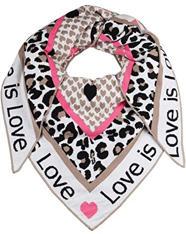 Zwillingsherz Pañuelo triangular Love is Love Stola Bufanda de lana para mujer, niña, niño y niños, de algodón de alta calidad, pañuelo para el cuello con estampado de Leo y corazón, bufanda para