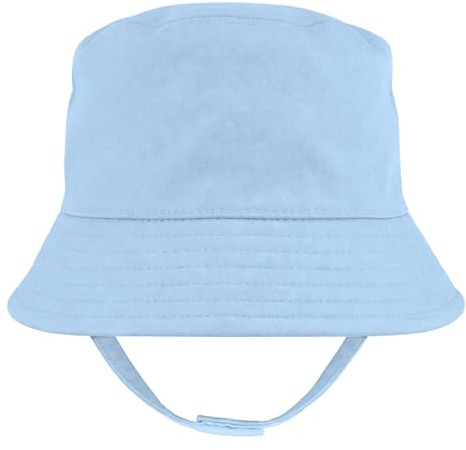 Baby Togs Baby Sun Hat with Chin Strap, Cotton, Blue, 0-3 Months