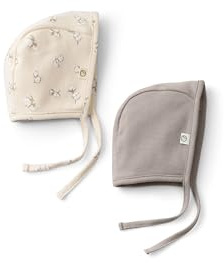 LITTLE GUSTO Organic Cotton Baby Hat, Baby Bonnet, Infant Earflap Beanie Hat, 0-12 Months, 2-Pack (UK, Age, 6 Months, 12 Months, Cotton)